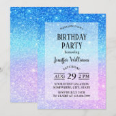 Chic Purple Ombre Blue Glitter Modern              Einladung (Vorne/Hinten)