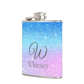 Chic Purple Ombre Blue Glitter Modern              Flachmann (Links)