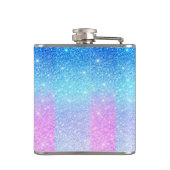 Chic Purple Ombre Blue Glitter Modern              Flachmann (Rückseite)