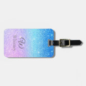 Chic Purple Ombre Blue Glitter Modern              Gepäckanhänger (Vorderseite horizontal)
