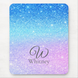 Chic Purple Ombre Blue Glitter Modern Mousepad