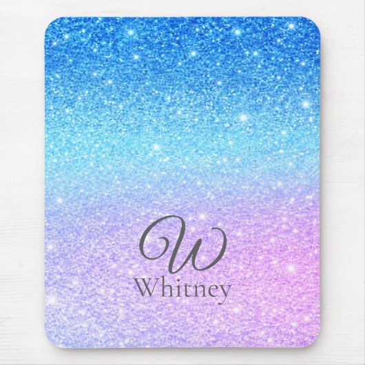 Chic Purple Ombre Blue Glitter Modern              Mousepad (Vorne)
