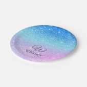 Chic Purple Ombre Blue Glitter Modern              Pappteller (Schrägansicht)