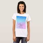 Chic Purple Ombre Blue Glitter Modern              T-Shirt (Vorne ganz)