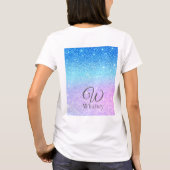 Chic Purple Ombre Blue Glitter Modern              T-Shirt (Rückseite)