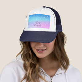 Chic Purple Ombre Blue Glitter Modern Truckerkappe