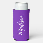 Chic Purple Personalized Name Handwritten Script Selters Dosenkühler (Seltzer Rückseite)