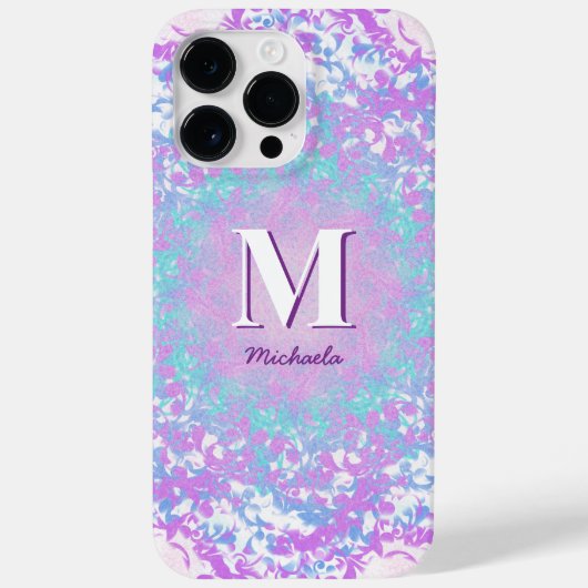 Chic Purple Retro Monogramm Case-Mate iPhone Hülle (Rückseite)