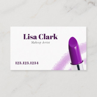 Chic Purple Shiny Lipstick Beauty Makeup Artist  Visitenkarte