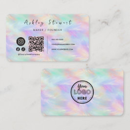 Chic Qr-Branding-Logo Iridescent Opal Stilvoll Visitenkarte