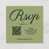 Chic QR Code Green Wedding Begleitkarte (Vorderseite)