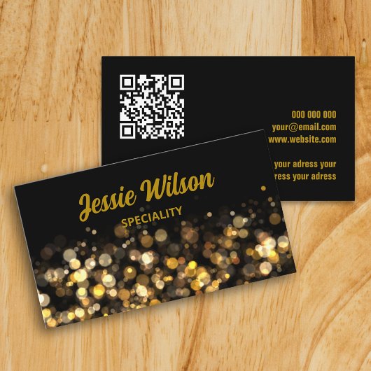 Chic QR Code heller Glitzer beruflich schwarz Visitenkarte