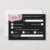 Chic QR Code Metallische Rose Gold Wedding RSVP Ca Karte (Vorderseite)