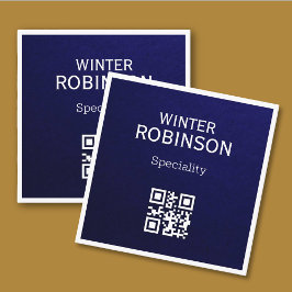 Chic QR-Code minimalistisch Mitternachtsblau beruf Quadratische Visitenkarte