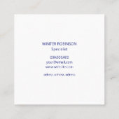 Chic QR-Code minimalistisch Mitternachtsblau beruf Quadratische Visitenkarte (Rückseite)