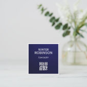 Chic QR-Code minimalistisch Mitternachtsblau beruf Quadratische Visitenkarte (Stehend Vorderseite)