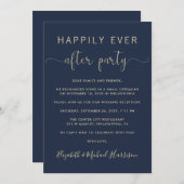 Chic QR Code Navy Gold Hochzeitsempfang Einladung (Vorne/Hinten)