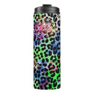 *~* Chic QR Rainbow Glitzer Tierleopard Spots Thermosbecher
