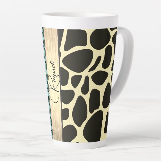 Chic Quartrefoil Giraffe Drucken Personalisiert Milchtasse (Rechte Ecke)