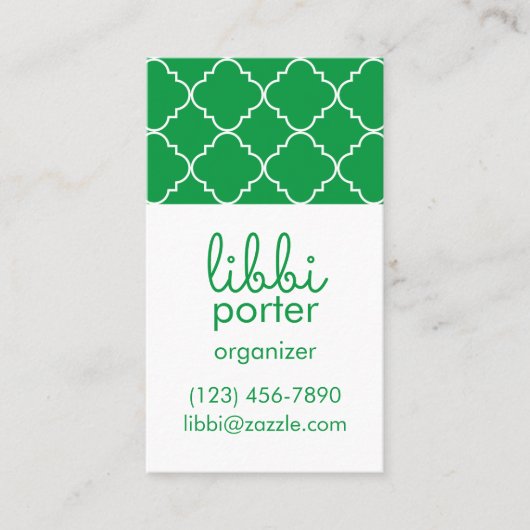 Chic Quatrefoil Business oder Contact Cards Visitenkarte (Vorderseite)