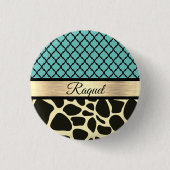 Chic Quatrefoil Giraffe Print Button (Vorderseite)