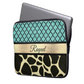Chic Quatrefoil Giraffe Print Laptopschutzhülle (Vorderseite Links)