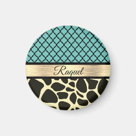 Chic Quatrefoil Giraffe Print Magnet