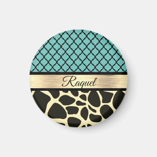 Chic Quatrefoil Giraffe Print Magnet