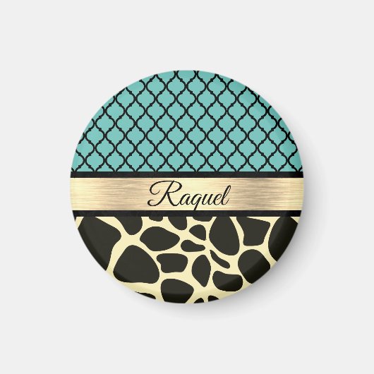 Chic Quatrefoil Giraffe Print Magnet (Vorne)