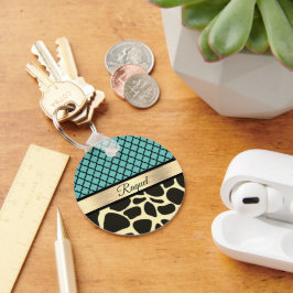 Chic Quatrefoil Giraffe Print Schlüsselanhänger