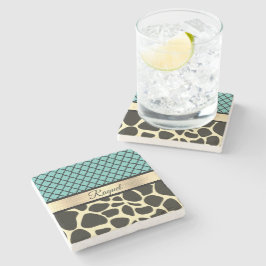 Chic Quatrefoil Giraffe Print    Steinuntersetzer