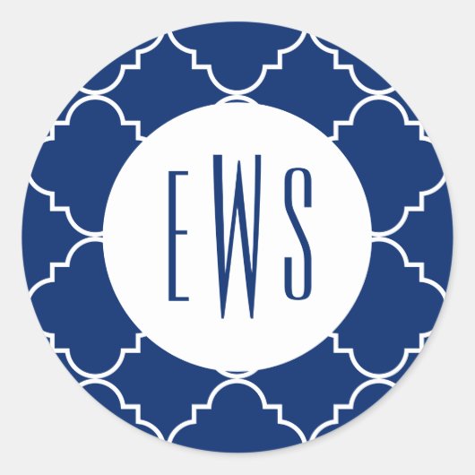 Chic Quatrefoil Monogram Stickers (Vorderseite)