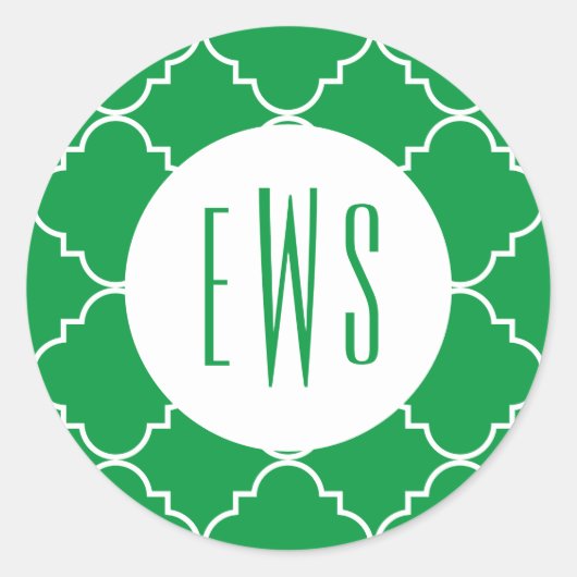 Chic Quatrefoil Monogram Stickers (Vorderseite)