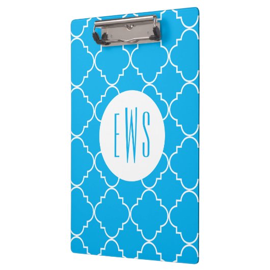 Chic Quatrefoil Monogramm Clipboard Klemmbrett (Links)