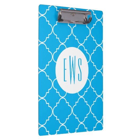 Chic Quatrefoil Monogramm Clipboard Klemmbrett (Rechts)