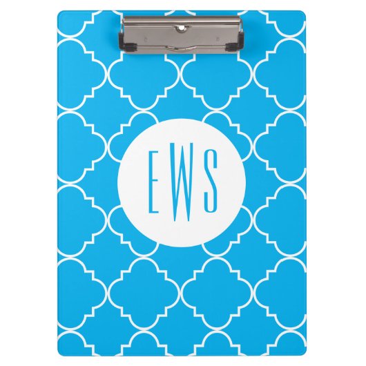Chic Quatrefoil Monogramm Clipboard Klemmbrett (Vorderseite)