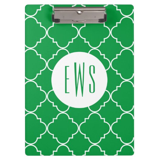 Chic Quatrefoil Monogramm Clipboard Klemmbrett (Vorderseite)