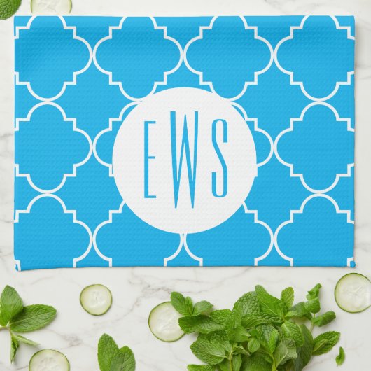 Chic Quatrefoil Monogramm Küchentuch (Gefaltet)