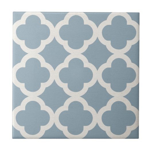 Chic Quatrefoil Muster im Blau auf Leinwand-Blick Fliese (Vorderseite)