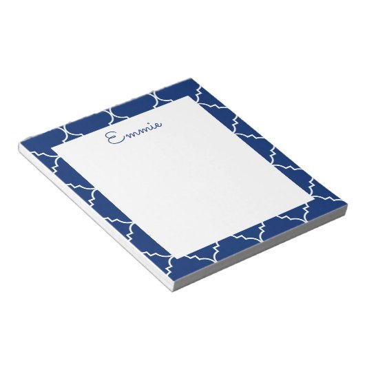 Chic Quatrefoil Personalisiert Notepad Notizblock (angewinkelt)