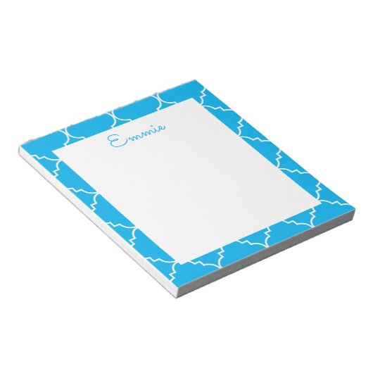 Chic Quatrefoil Personalisiert Notepad Notizblock (angewinkelt)