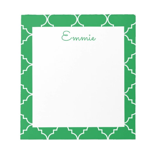 Chic Quatrefoil Personalisiert Notepad Notizblock (Vorderseite)