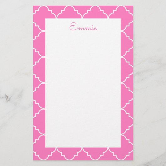 Chic Quatrefoil Personalisiert Stationery (Vorderseite)