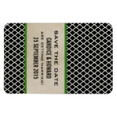 Chic Quatrefoil Save the Date Magnet, Green Magnet (Horizontal)