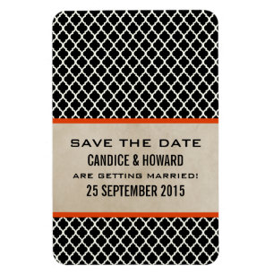 Chic Quatrefoil Save the Date Magnet, Orange Magnet
