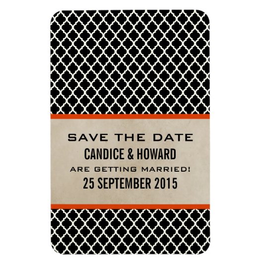 Chic Quatrefoil Save the Date Magnet, Orange Magnet (Vertikal)