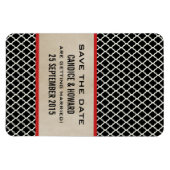 Chic Quatrefoil Save the Date Magnet, Red Magnet (Horizontal)