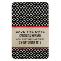 Chic Quatrefoil Save the Date Magnet, Red