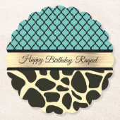 Chic Quatrefolie Giraffe Print Birthday Personaliz Untersetzer (Vorderseite)