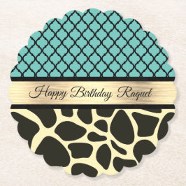 Chic Quatrefolie Giraffe Print Birthday Personaliz Untersetzer